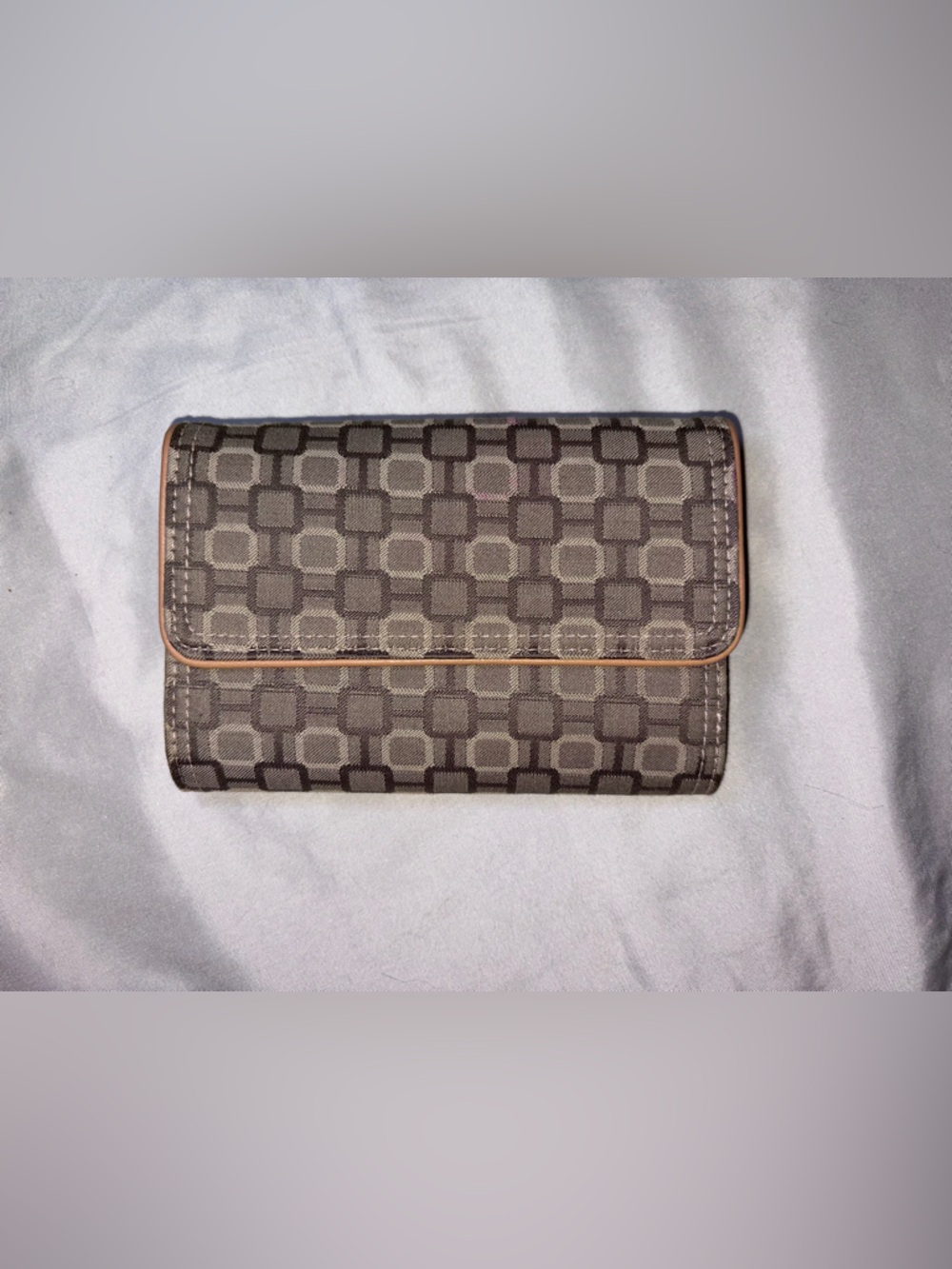 Geometric Pattern QUAD Fold Wallet in Brown and Tan